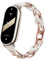 PINHEN Armband Kompatibel mit Xiaomi Mi Band 9/8,Atmungsaktiv Elegantes Ersatzband durchbrochenes Design Mi band 8 Edelstahlring Lederkette Gürtel für Damen