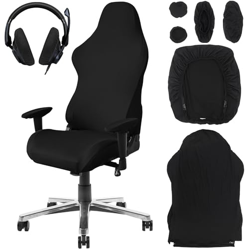 Coprisedia da Gaming Elasticizzata 6 pezzi Rivestimento per Sedia da Gioco Fodera per Sedia da Ufficio con Braccioli Lavabile Rimovibile Ergonomica Coprisedia per Sedia da Gioco