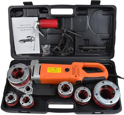 SACLMD Filettatrice per Tubi elettrica Portatile,Motore in Rame per Macchina filettatrice per Tubi,Macchina per Fili filettata Portatile,Portatile,Leggera e compatta,220V-6heads