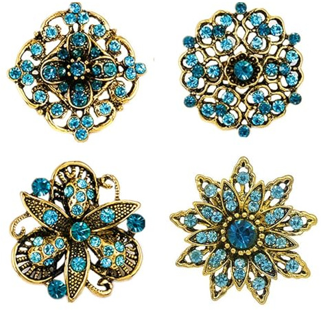 TAORANJU Brooches for Women UK, 4 Pcs Vintage Elegant Crystal Wedding Petal Shape Brooches, Austrian Rhinestone Corsage Enamel Brooch Pins, Clothing Accessories for Wedding Party