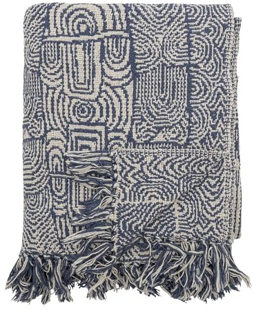 Bloomingville Bresso - Manta (algodón Reciclado, 160 x 130 cm), Color Azul