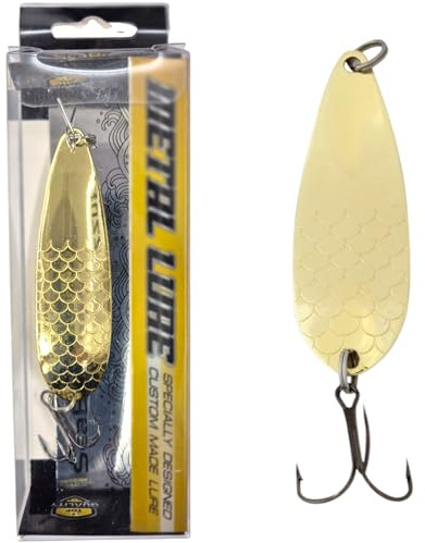 SEABUZZ Clignotant asymétrique 23,5 g/8,5 cm – Leurre de pêche pour brochet, perche, sandre, hameçon triplé, cuillère en métal, leurre dur, spinner de pêche, kit de sport – Angel Spoon – Leurre pour