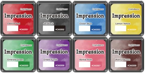CraftyManor Mini Smudge Ink Pads for Stamps, Water Based Halo Dye Stamp Pad for Scrapbooking, DIY Craft Scrapbook Supplies for Adults (8 Colors)