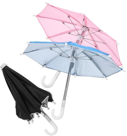 Holibanna 3 Piezas Mini paraguas sombrilla parasol paraguas de teléfono para el sol pantalla del teléfono del sol paraguas decorativos paraguas portátil de polivinilo