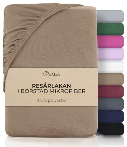 NatureMark Mikrofiber Resårlakan – mjuk, andningsbar och lätt att ta hand om – hudvänlig, snabbtorkande och formbeständig - 90 x 200 cm, sand/beige