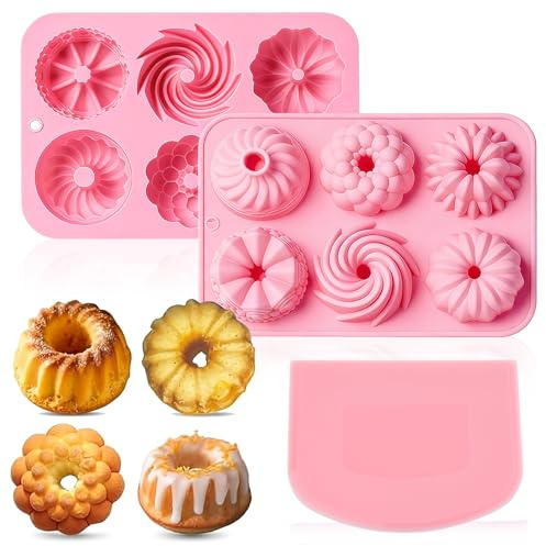 behone 2 pièce petit moule à kouglof,Moules mini cake silicone,Antiadhésive kouglof moue en silicone,Convient aux biscuits,bagels et muffins