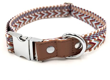 Ranchen Handwoven Cotton Dog Collar, Adjustable Soft Woven Pet Collar with Secure Metal Buckle & Nylon Webbing Core – Comfortable Daily Walking Leash Attachment for Small Medium Large Dogs (Red, M)