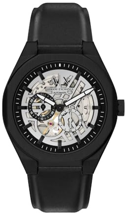 Armani Exchange Montre Homme, Mouvement Automatique et Boîtier 44mm Avec Bracelet Acier Inoxydable