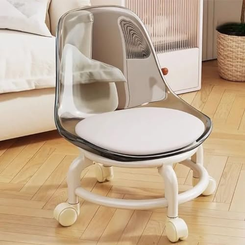 Taburete rodante con ruedas giratorias de 360 grados, asiento de plástico acrílico para el hogar, jardín, oficina, masaje, garaje, tienda, uso físico, silla rodante baja