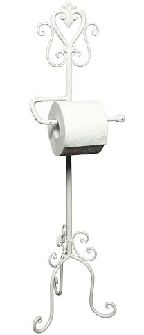 PORTE-ROULEAU DE PAPIER TOILETTE VINTAGE SERVITEUR | blanc, 78 cm, fer | salle de bain, WC