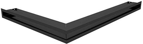 KRATKI Lüftungsgitter LUFT | rechtes Eckkamingitter 547 x 766 x 60 mm | Schwarz | Abluftgitter für Kamin Belüftung | Lufteinlass in einem Winkel von 45 Grad | Ideal für moderne Innenräumen