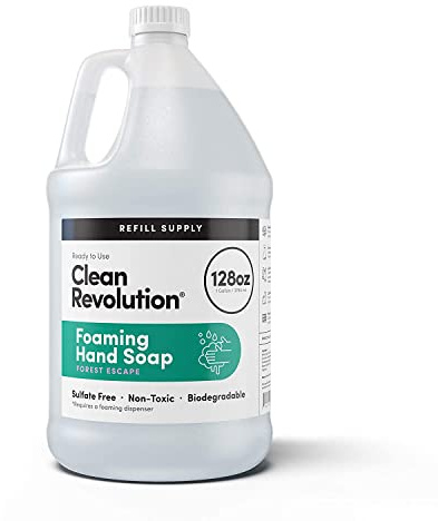 Clean Revolution Foaming Hand Soap Refill with Real Essential Oils, Moisturizing Sulfate-Free Hand Soap, Ready-to-Use Foam Soap Refill for Kitchen & Bathroom (Forest Escape, 128oz)