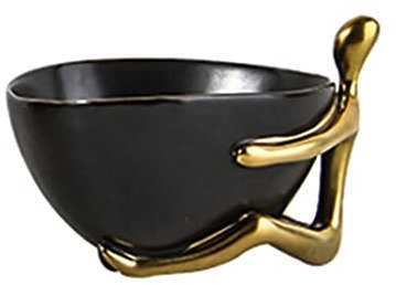 HAQMG Vide Poche Design Céramique Bijoux Plateau Key Bol for Hall Décoratif, Plateau Bijoux Candy Boîte Or Moderne Figure Valet Valet Salon Table De Salon Ornements Plateau De Fruits Décor