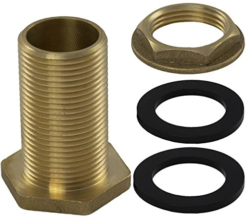 AERZETIX - C60616 - Raccord connecteur de réservoir d'eau - Filetage 3/4'' Externe - avec Joints en Caoutchouc - pour cuve Baril tonneau de Pluie citerne Irrigation arrosage - en Laiton