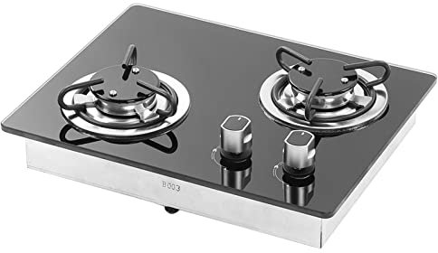 Raguso Gas Cooktop,Gas Stove 1 8Kw Power Portable Tempered Glass Panel 2 Burners for Yacht RV