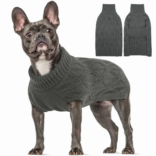 Suéter para Perros/Gatos, Jersey Cálido Perros Ropa de Invierno Cómoda Abrigo para Mascotas Disfraz Cachorros Chaqueta Vestidos para Gatos Pequeños/Medianos Perros(Gris, S)