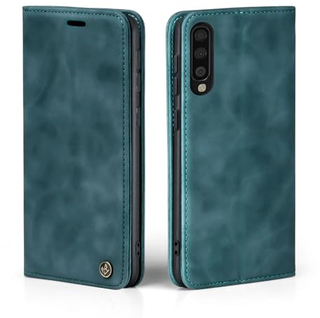 LBH Handyhülle für Samsung Galaxy A70 in Petrol Blau mit Karten- und Geldfach Smartphone Hülle mit Standfunktion Flip Case Schutzhülle Magnetverschluss Vintage