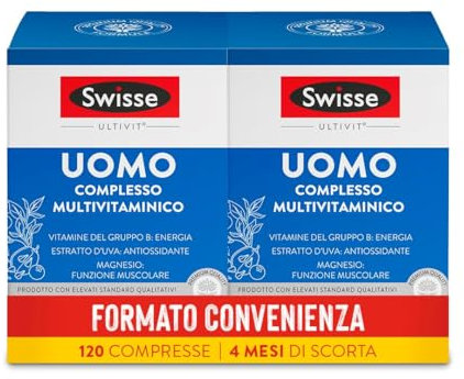 Swisse Multivitaminico Uomo 120 compresse - Integratore multivitaminico per uomo con vitamine, minerali ed erbe naturali