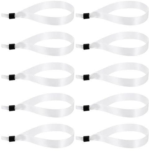 PATIKIL 100 Piezas Pulseras de Tela Desechables Ajustables para Eventos Bandas de Muñeca Blancas