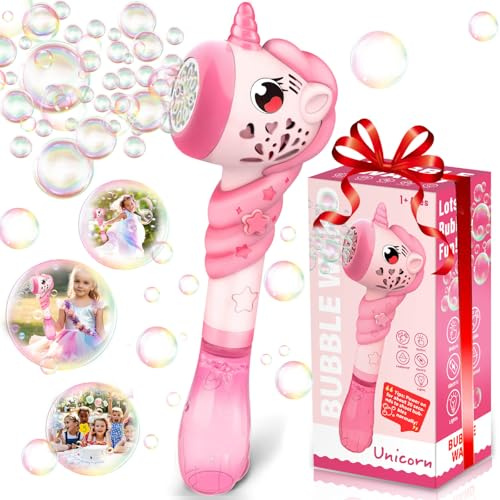 Aooess Bubble Wands for 3-8 Year Old Kids: Unicorn Bubble Maker for 3 4 5 6 7 8 Year Old Girls Bubble Machine for Girls Presents Birthday Party Weddings Outdoor Indoor Automatic Bubble Blower Toys