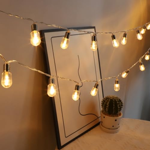 Ljuskedja batteri, 20 LED med timer, varm vit 2 m, ljusslinga för inomhus, rum, fest, jul, bröllop, inredning, batteridriven