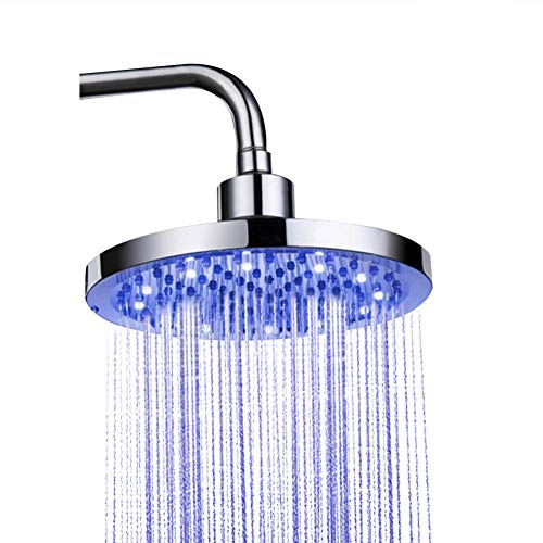 Soffione doccia a pioggia, soffione doccia a LED rotondo da 8 pollici con 3 luci controllate dalla temperatura di colore che cambiano automaticamente soffione doccia da bagno ad alta pressione con pio