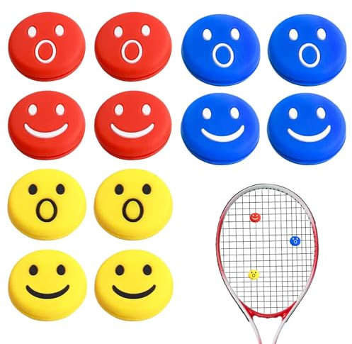 SNONESIY 12 Stück Tennis Dämpfer Lustig,Tennis-Vibrationsdämpfer,Tennis Zubehör,Elastisches Silikonmaterial,Interessantes Ausdrucksdesign,Effektive Stoßdämpfung,Geeignet für Tennisschläger