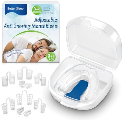 AIOUTGOGO Orthèse Anti-Ronflement,Réglable Dispositifs Anti Apnée Du Sommeil,Efficace Puissante,Avec 2 Styles 4 Tailles Dilatateur Nasal,Appareil lutte Contre Ronflements, Bruxisme