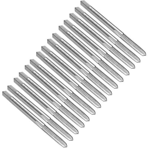 sourcing map Lot de 15 tarauds filetés à cannelure droite, 8-32 UNC, outil de taraudage, taraudeuse, tarauds pour fraiseuse, acier rapide 6542 (HSS 6542)