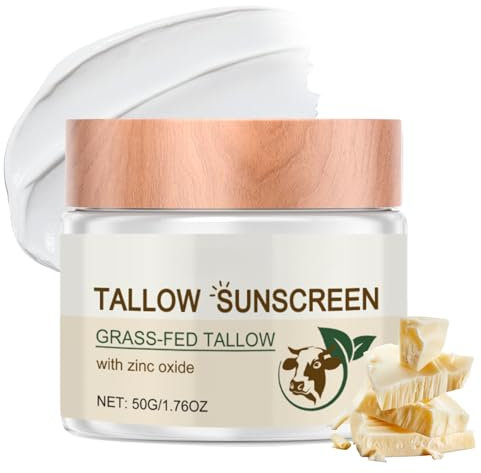 Nano Zinc Oxide Sunscreen Cream – Tallow Sunblock Factor 50 for Face & Body – Spf50 Beef Tallow & Zinc Sun Cream – Uva/Uvb Protection – Sunscreen Moisturizer for Outdoor & Travel & Beach