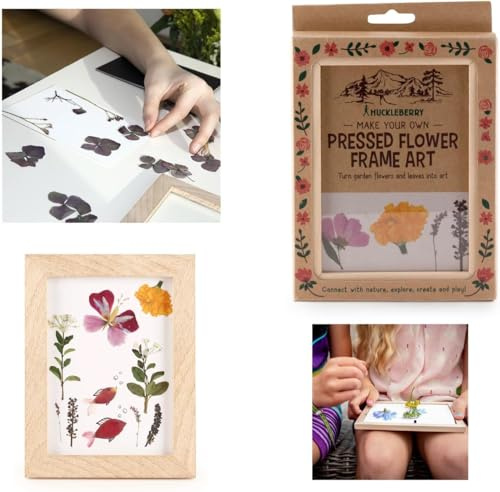 Westcraft Huckleberry pressad Flower Frame – gör-det-själv växtpress med träram och raderpapper – kreativt naturkonstset för barn och vuxna – skapa egna blombilder – hållbar gåva