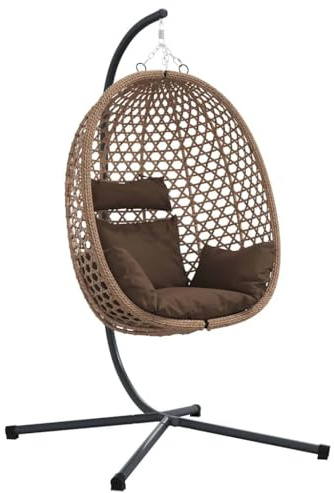 vidaXL Chaise Suspendue polyrotin 104 x 100 x 191 cm Café | Un look super tendance qui donne un coup de peps à votre jardin ou votre balcon,