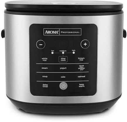 AROMA Slow Rice Cooker for 20 Cups and Whole Grain Rice Cooker with Folding Pans and Silicone Storage Lid, PFAS Free CoreCoat Ceramic