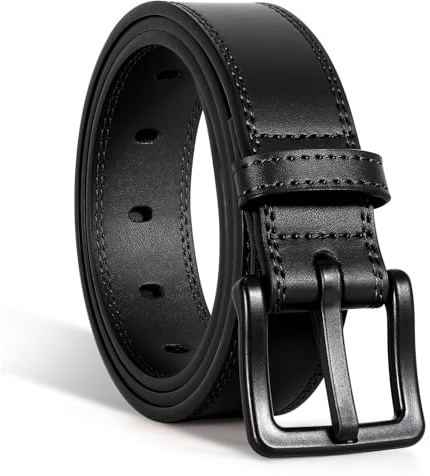 VONMELLI Cintura Uomo in Pelle PU Senza Nichel, Cintura Da Uomo Non Metallica Approvata Tsa per Jeans Nero L