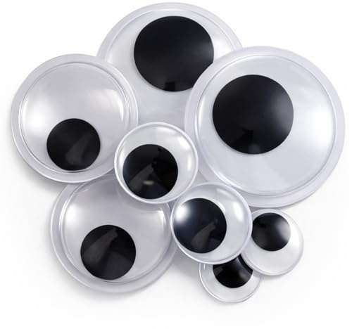 cobee 8 grandi occhi oscillanti autoadesivi, occhi mobili neri bianchi e neri, grandi occhi in plastica nera, per decorazioni fai da te e artigianato (3,8/2/3/4)