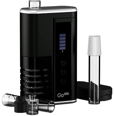 Arizer Go SRT Dry Herb Vaporizer [Black] - USB-C Cable, Dual Loading Paths, Go Shells and Go Glass Aroma Tube, 3 Editable Presets, Go WPA, 75/25 Hybrid Oven - No Nicotine