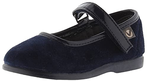 victoria Ballerine Alba Velluto & Strappo & Suola Abbinata 102752 per Bambine Marino 24