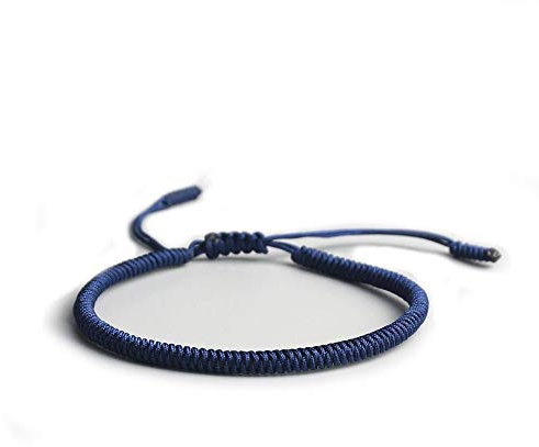 EXINOX Tibetanisches spirituelles Armband, für Damen und Herren, handgefertigt, traditioneller buddhistischer Knoten De 15 a 24 Cm marineblau