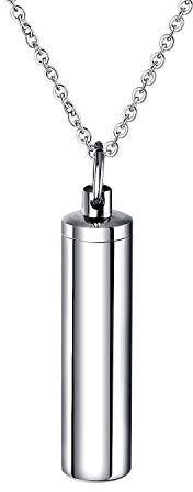 dsanbo Bijoux Commémoratifs Urne à Cendres Pendentif Cylindre Acier Inoxydable Collier Argent, Acier Inoxydable