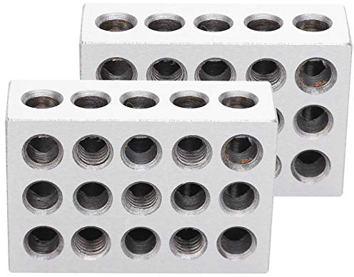 Blocchi Paralleli 1-2-3 2 Pezzi 25x50x75mm Acciaio Temprato - Blocchi di Precisione con 23 Fori 0.0002 per Fresatura Tornio Serraggio - Strumenti di Serraggio e Ispezione
