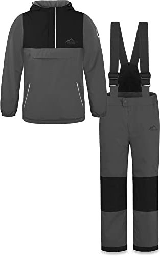 normani Kinder WinterSet wasserdichte Thermohose und Windbreaker Schneeanzug SkiSet für Jungen und Mädchen Farbe Anthrazit Größe M/134-140