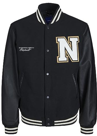 JACK & JONES Mens College Bomber Jacket Black L