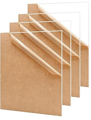 DMJOULI Clear Acrylic Sheet A3 Transparent Perspex Sheet,1mm Thick Panel Plastic Square Acrylic Discs for Picture Frame Glass Replacement, Display Projects, Painting, DIY Craft.(4pcs)