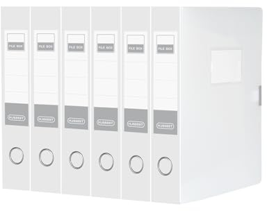 DONGLI 6-pack genomskinliga lådfiler A4,55 mm ryggrad, arkiveringslådor för | Arkivlåda i plast med lock, vattentät, lätt, vikbar