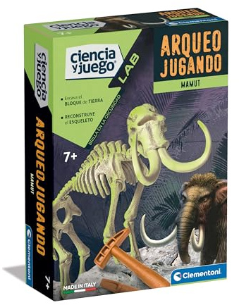 Clementoni 55540 Arkeoplaying Mammut fosforescerande vetenskapsset för att montera din egen fosforescerande dinosaurie och upptäcka arkeologins vetenskap, från 7 år