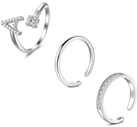 incaton Bagues d'Orteil pour Femme Réglable Bague de Pied Anneaux d'Orteil Bague Orteil Ensemble Bijoux de Pied d'Été de Plage avec alphabet A