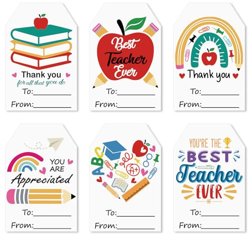 COCHIE Teacher Appreciation Stickers, 36Pcs Thank You Teacher Labels Stickers, Self-Adhesive Teachers Day Name Tags for Envelope Seals Gifts Cards Wrap Presents Boxes Decorations (Regular)