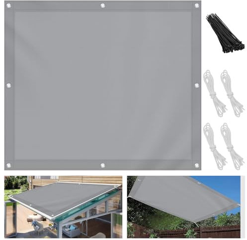 Sonnensegel 2x3m, Wasserdicht UV-Schutz Markisenstoff mit Ösen und Seil, Sonnenplane Rechteckig Reißfest Wetterfest, für Balkon Garten Terrasse, Hellgrau