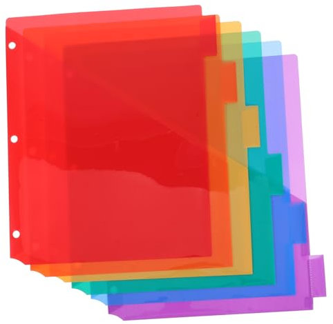 VILLCASE 6stücke Teiliges Trennblätter Mit Farbigen Registerlaschen Und Integrierten Steckfächern Aus Reißfestem Kunststoff Praktische Organizer Für Büro Schule Und Ringbücher