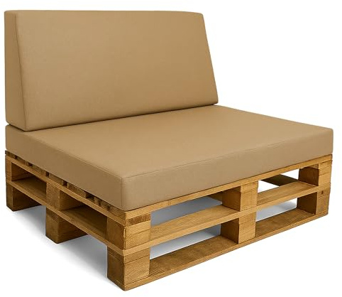 Amazinggirl Cojines para palets Espuma Exterior en Jardin Asiento 120x80 cm y Respaldo 120x40 cm - Cojín por Palet o Cojin jardín por Banco terraza balcón y Patio Beige